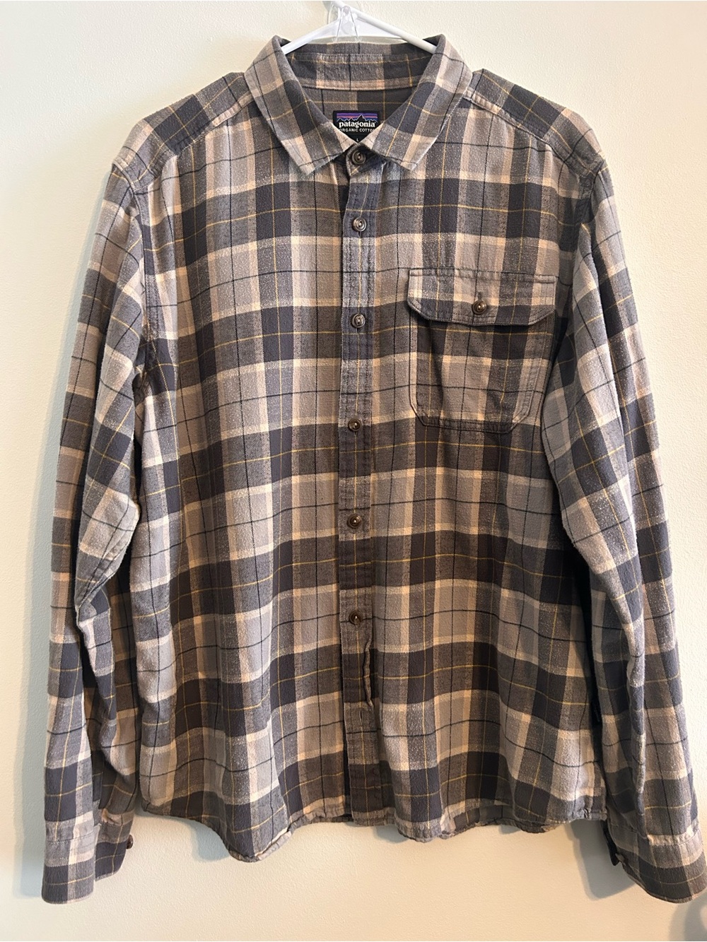 Patagonia Organic Cotton Plaid Flannel Shirt Mens L Button Up